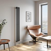 DuraTherm Vertical Oval Tube Single Panel Designer Radiator - 1800 x 240mm Anthracite
