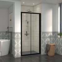 1000mm Bathroom Bi- Fold Shower Door Black Framed with 1000x900mm smc Rectangle Shower Tray Anthracite - NRG