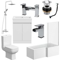 Affine Amelie Bathroom Suite with 1700mm RH Bath, Toilet, Artis Vanity, Taps, Shower, Screen & Waste