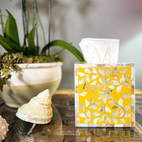 Mother Of Pearl Inlay Tissue Box - Sunshine Yellow, Yellow
