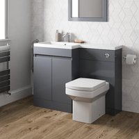 Artis Centro Basin Vanity Unit & Royan Toilet Combination - 1100mm Grey Gloss Left Hand