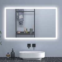 100x60cm Illuminated Bathroom Mirror with Shaver Socket Optional 3 Colour Light Anti-fog,Touch Switch