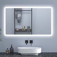 100x60cm Bluetooth Bathroom Mirror with Shaver Socket Optional 3 Colour Light Anti-fog,Touch Switch