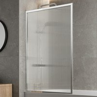 Luxura Square Framed Fluted Bath Shower Screen 800mm - 6mm Chrome