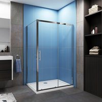 1000 x 760 mm Sliding Shower Enclosure 5mm Safety Glass Reversible Bathroom Cubicle Screen Door with Side Panel - Acezanble