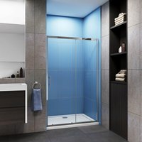 1000mm Sliding Shower Cubicle Enclosure Door Modern Bathroom screen glass with 1000x1000mm Stone Tray Free Waste - Acezanble