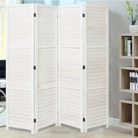 Folding Room Divider Privacy Separator Screen White 4 Panel