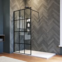 1000mm Walk in Shower Door Stain Black 8mm Safety Tempered Glass Bathroom Open Entry Shower Screen Reversible - Elegant