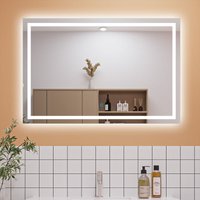 1000x800mm Bathroom Mirror with led Lights, Anti Fog Touch Sensor Switch Wall Mounted IP44 Waterproof and Dustproof
