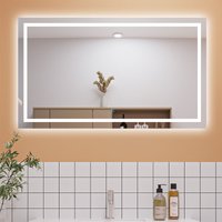 1100x700mm Bathroom Mirror with led Lights, Anti Fog Touch Sensor Switch Wall Mounted IP44 Waterproof and Dustproof