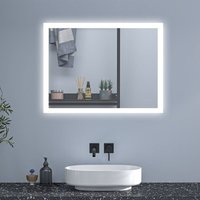 Bathroom Mirror with led Lights,Shaver Socket and 2 usb Ports Anti Fog Dimmable 3 Colour Touch Vertical Horizontal,800x600mm Type b