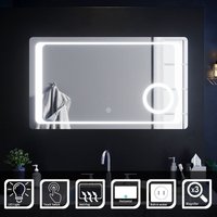 1000 x 600mm Bathroom Illuminated led Mirror with Anti-foggy Function + Shaver Socket Magnifying Mirror Large Bathroom led Mirror - Elegant