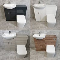1050mm Bathroom Vanity Suite Luxury Sink Basin With Square Style Toilet Unit, Grey Ash-No Tap