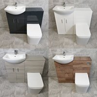1050mm Bathroom Vanity Suite Luxury Sink Basin With Square Style Toilet Unit, White Gloss-With Tap