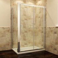 1000mm Aluminium Framed Sliding Shower Door with 900mm Side Bathroom Glass Panel 6mm Safety Tempered Glass Shower Enclosure - Elegant