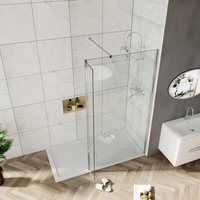 1000mm Walk in Shower Door with 300mm Flipper Panel Screen 6mm Water Proof Glass Open Entry Shower Cabin + 1600x700mm Bathroom Base Tray and Free