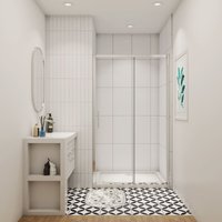 Bathroom Sliding Shower Door Modern Bathroom 6mm Safety Glass Shower Enclosure Cubicle 1400mm and 1400x760mm Tray Waste Free - SKY