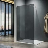 1000mm Walkin Shower Enclosure Bathroom 8mm Grey Safety Easy Clean Glass for Bath Wetroom Walk in Shower Cubicle Screen Panels + Chrome Stainless
