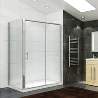 1000 x 900 mm Sliding Shower Enclosure 6mm Safety Glass Reversible Bathroom Cubicle Screen Door with Side Panel - Elegant