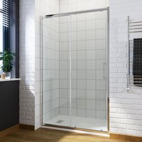 1000mm Sliding Shower Door Modern Bathroom 8mm Easy Clean Glass Shower Enclosure Cubicle Door + 1000x700mm Anti-Slip Resin Shower Tray + Stainless