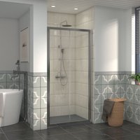 1000mm Bathroom Bi- Fold Shower Door Chrome Framed with 1000x800mm smc Rectangle Shower Tray Anthracite - NRG