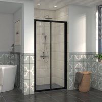1000mm Bathroom Bi- Fold Shower Door Black Framed with 1000x800mm smc Rectangle Shower Tray Anthracite - NRG