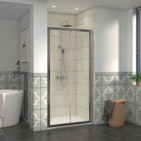 1000mm Bathroom Bi- Fold Shower Door Chrome Framed with 1000x700mm smc Rectangle Shower Tray White - NRG