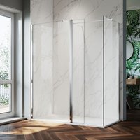 8mm Easy Clean Glass Shower Enclosure 800mm Main Door with 300mm Flipper Panel and 700mm Side Panel Screen Wet Room + 1700x700mm Bathroom Tray Slate