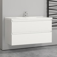 1000mm Wall Hung Bathroom Vanity Unit with Basin Sink Cabinet Storage 2 Drawers