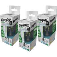 3 X Energizer, 3.8w LED Bulb, A Rated, B22 GLS Filament - 6500K Cool White