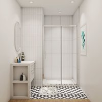 Bathroom Sliding Shower Door Modern Bathroom 6mm Safety Glass Shower Enclosure Cubicle 1200mm and 1200x760mm Tray Waste Free - SKY