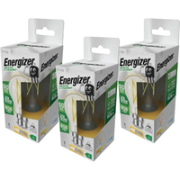 3 X Energizer, 3.8w LED Bulb, A Rated, B22 GLS Filament Style - 2700K Warm White