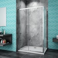 SKY - Bathroom 1500mm Bathroom Sliding Door Shower Enclosure 5mm Safety Tempered Glass Screen with Side Panel 700mm H1900mm