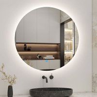 1000MM Round Demister Bathroom Mirror with Dimmable led Lights, Touch control and wall switches, Vertical Wall Mounted, IP44, Blackout memory