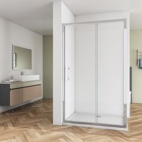 Bathroom Bathroom Sliding Shower Door Enclosure Cubicle 1100x1900mm 8mm nano Glass + 760mm Side Panel + 1100x760mm Tray Waste Free - SKY