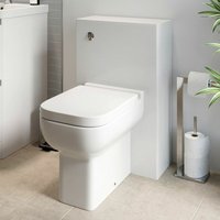 Modern Bathroom Toilet Unit Concealed Cistern btw Soft Close Seat White Amelie