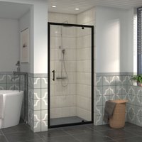 1000mm Black Framed Bathroom Shower Enclosures Pivot Door with 1000x1000mm smc Square Shower Tray Anthracite - NRG