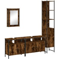4 Piece Bathroom Furniture Set Smoked Oak Engineered Wood vidaXL