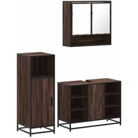 3 Piece Bathroom Furniture Set Brown Oak Engineered Wood vidaXL