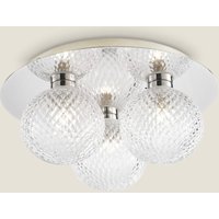 Laura Ashley Prague Faceted Glass Flush Ceiling Light - Silver, Silver