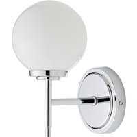 Spa Porto Single Globe Wall Light Opal Glass and Chrome