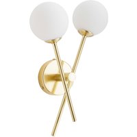 Spa Lindos 2-Light Wall Light Opal Glass and Satin Brass