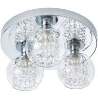 Spa Megara 3-Light Flush Ceiling Light Decorative Crystal Clear Glass and Chrome