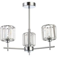 Spa Pegasi 3-Light Flush Chandelier Crystal Glass and Chrome