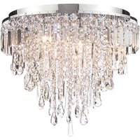 Spa Pro Bresna 6-Light Flush Ceiling Light Crystal Glass and Chrome