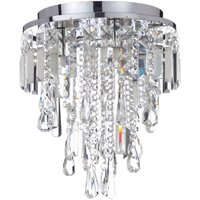 Spa Pro Bresna 280mm 3-Light Flush Ceiling Light Crystal Glass and Chrome