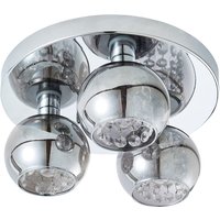 Spa Megara 3-Light Flush Ceiling Light Decorative Crystal Smoke Glass and Chrome