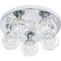 Spa Megara 5-Light Flush Ceiling Light Decorative Crystal Clear Glass and Chrome