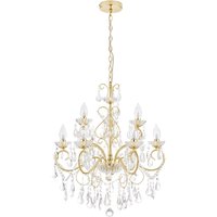 Spa Vela 9-Light Chandelier Crystal Glass and Satin Brass
