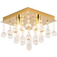 Spa Orlando 4-Light Flush Ceiling Light Crystal Glass and Satin Brass